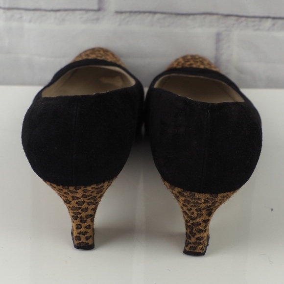 Saks Fifth Avenue sz 9 black leopard suede pumps - Picture 5 of 16